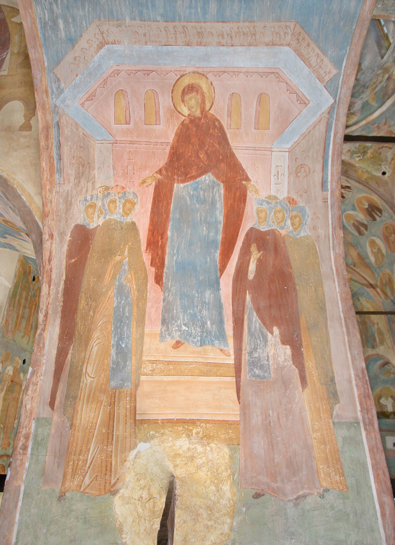 Dionisy's frescoes. “You are a fortress protecting all virgins, O Theotokos and Virgin...” (Akathist, Eikos 10)
