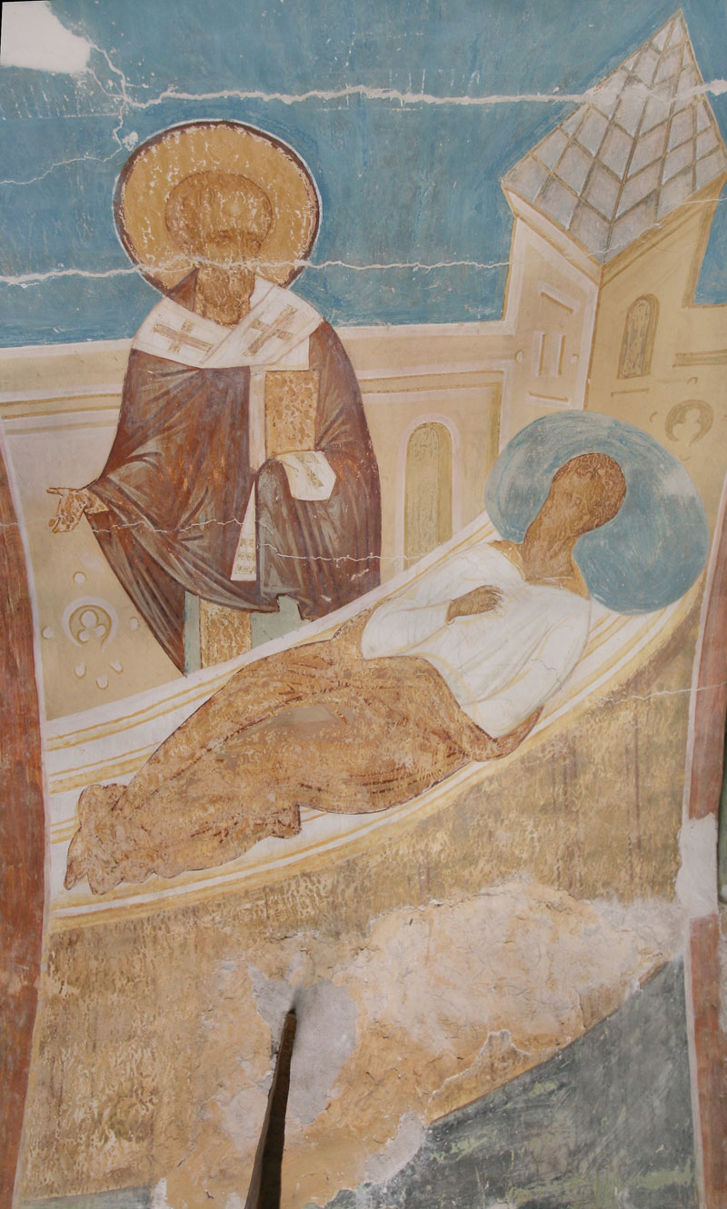 Dionisy's frescoes. Apparition of Saint Nicholas to Sleeping Eparch Euvlavius