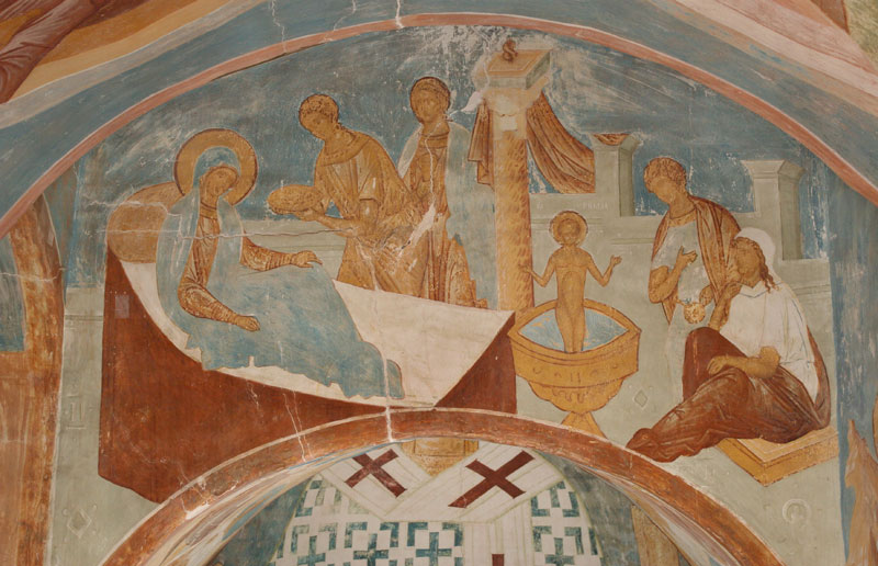 Dionisy's frescoes. Birth and Baptism of Saint Nicholas
