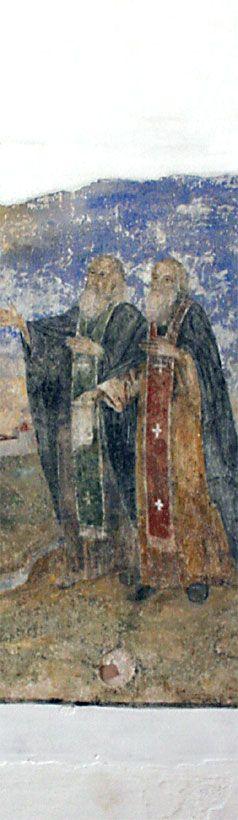 Sts. Ferapont and Martinian. The Virgin Nativity Cathedral wall painting. Section of Central Lengthwise Nave North View